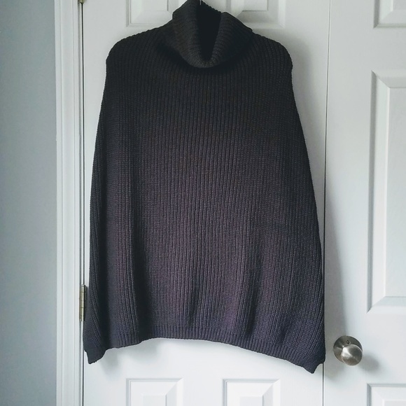 Cable Knit Cowl Neck Cape Sweater Grey - Picture 3 of 4